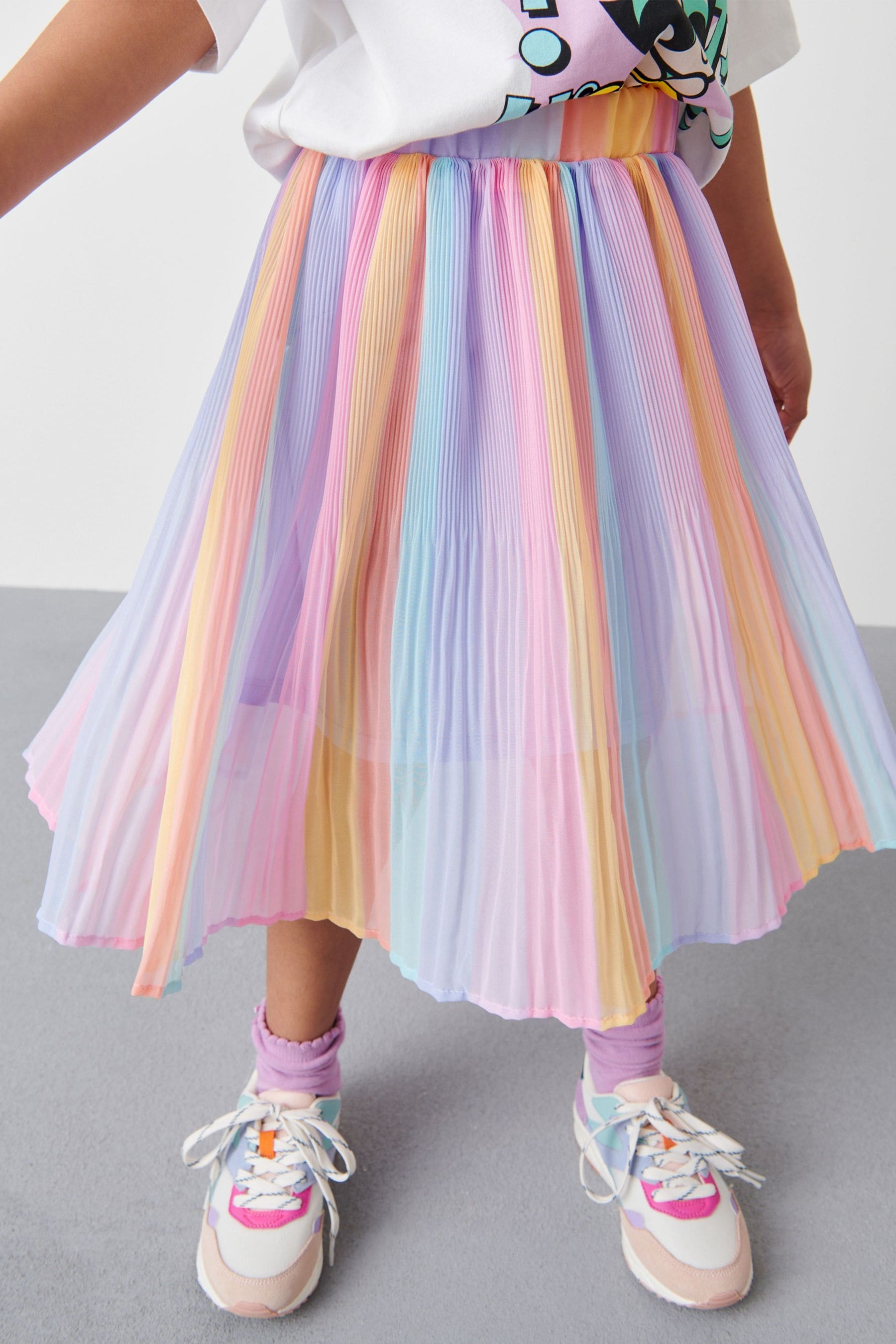 Buy Rainbow Stripe Pleated Midi Skirt 3 16yrs from Next Luxembourg