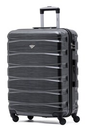Flight Knight Grey/Black Gloss Medium Hardcase Lightweight Check In Suitcase With 4 Wheels - Image 1 of 1