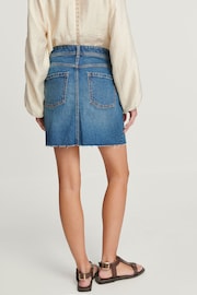 Mid Blue Denim Raw Hem Mini Skirt - Image 3 of 6