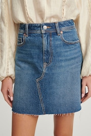 Mid Blue Denim Raw Hem Mini Skirt - Image 4 of 6