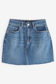 Mid Blue Denim Raw Hem Mini Skirt - Image 5 of 6