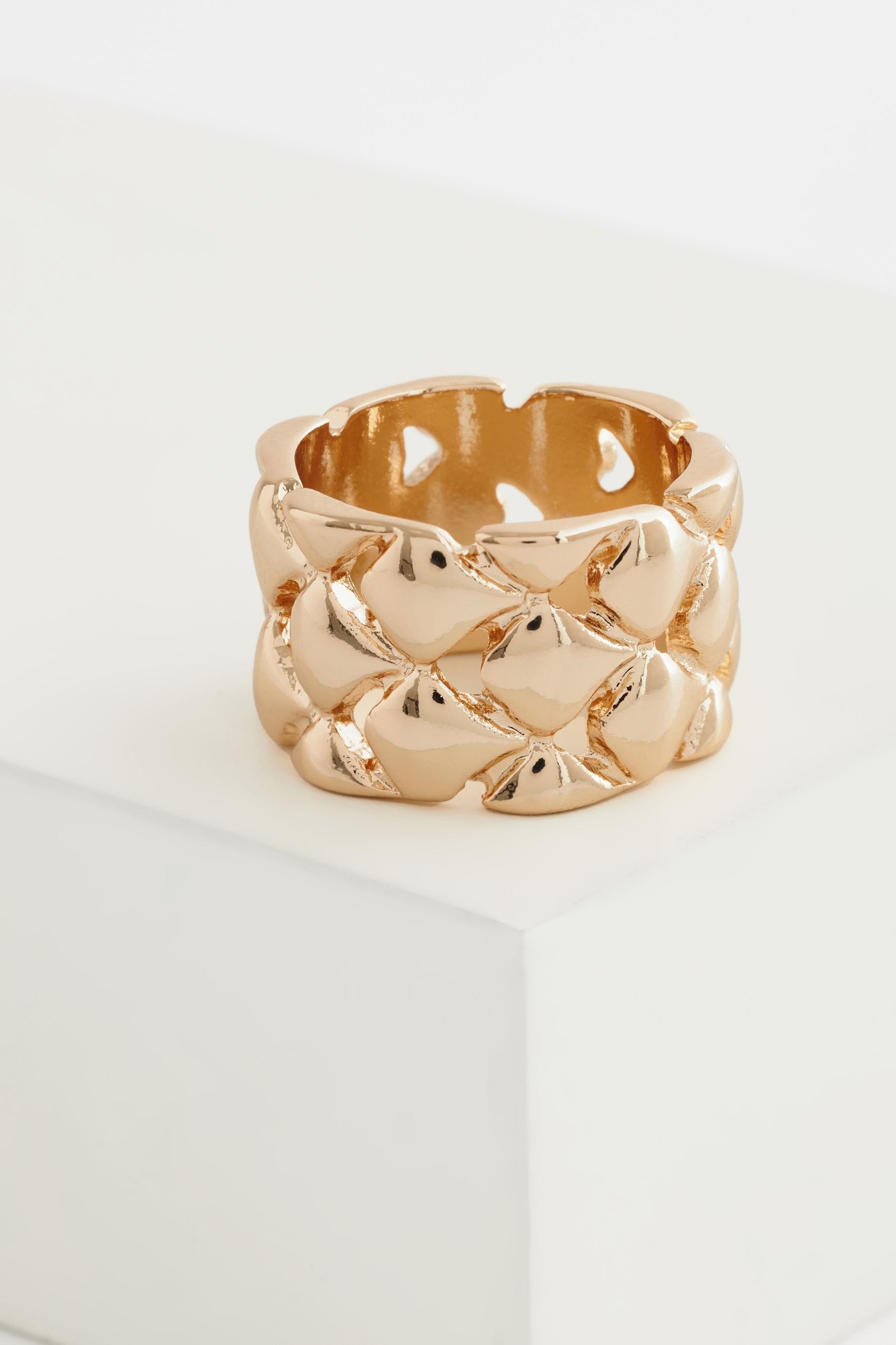 Buy Gold Tone Diamond Band Chunky Ring Made with Recycled Metal from Next Luxembourg