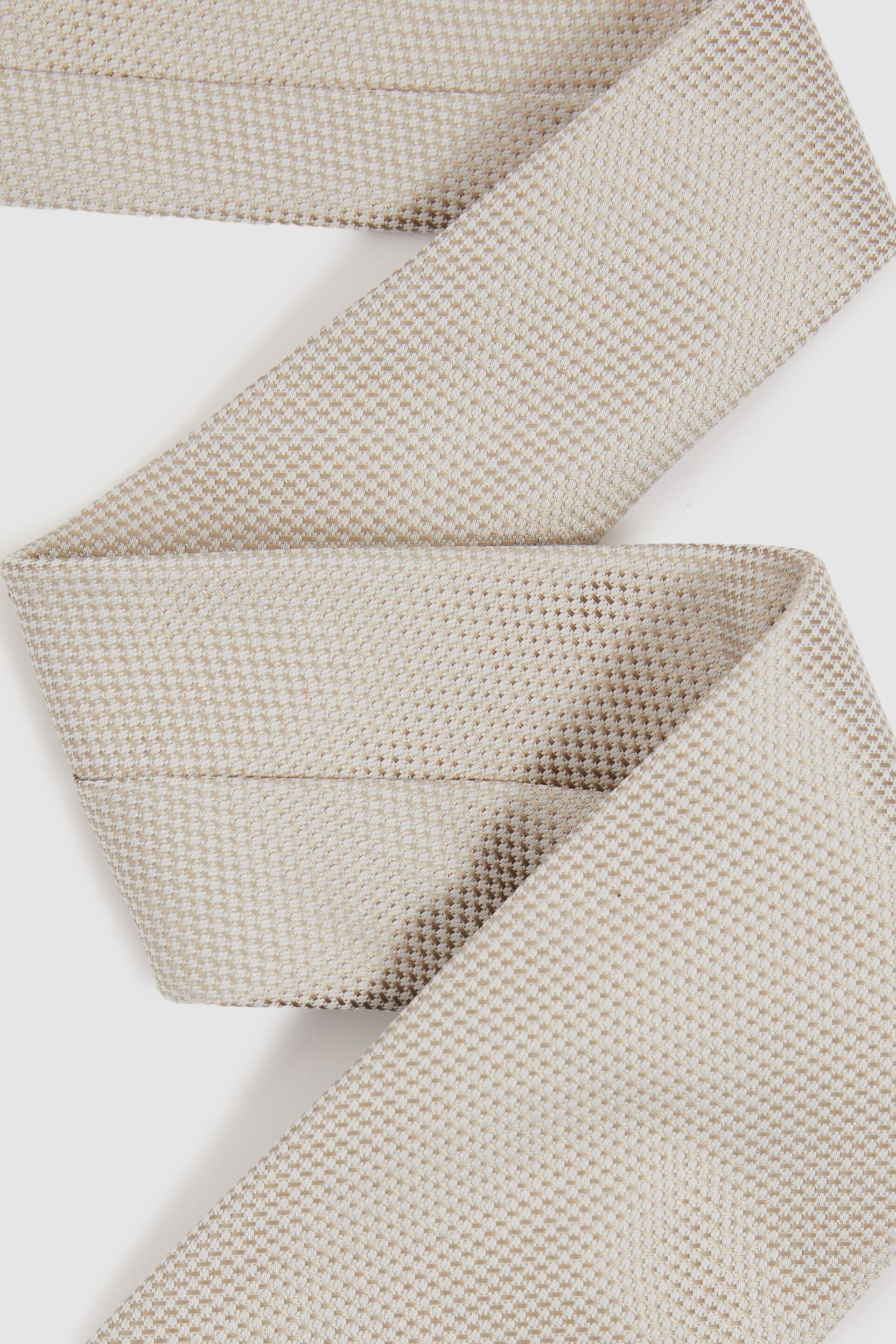 Reiss Champagne Ceremony Textured Silk Blend Tie - Image 3 of 5