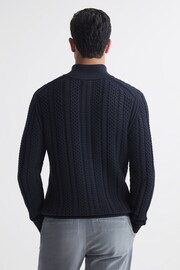 Reiss Navy Bantham Cable Knit Half-Zip Funnel Neck Jumper - Image 5 of 5