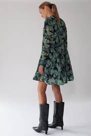 Religion Green A-Line Shirt Dress With Pockets And Long Sheer Sleeves - Image 2 of 6