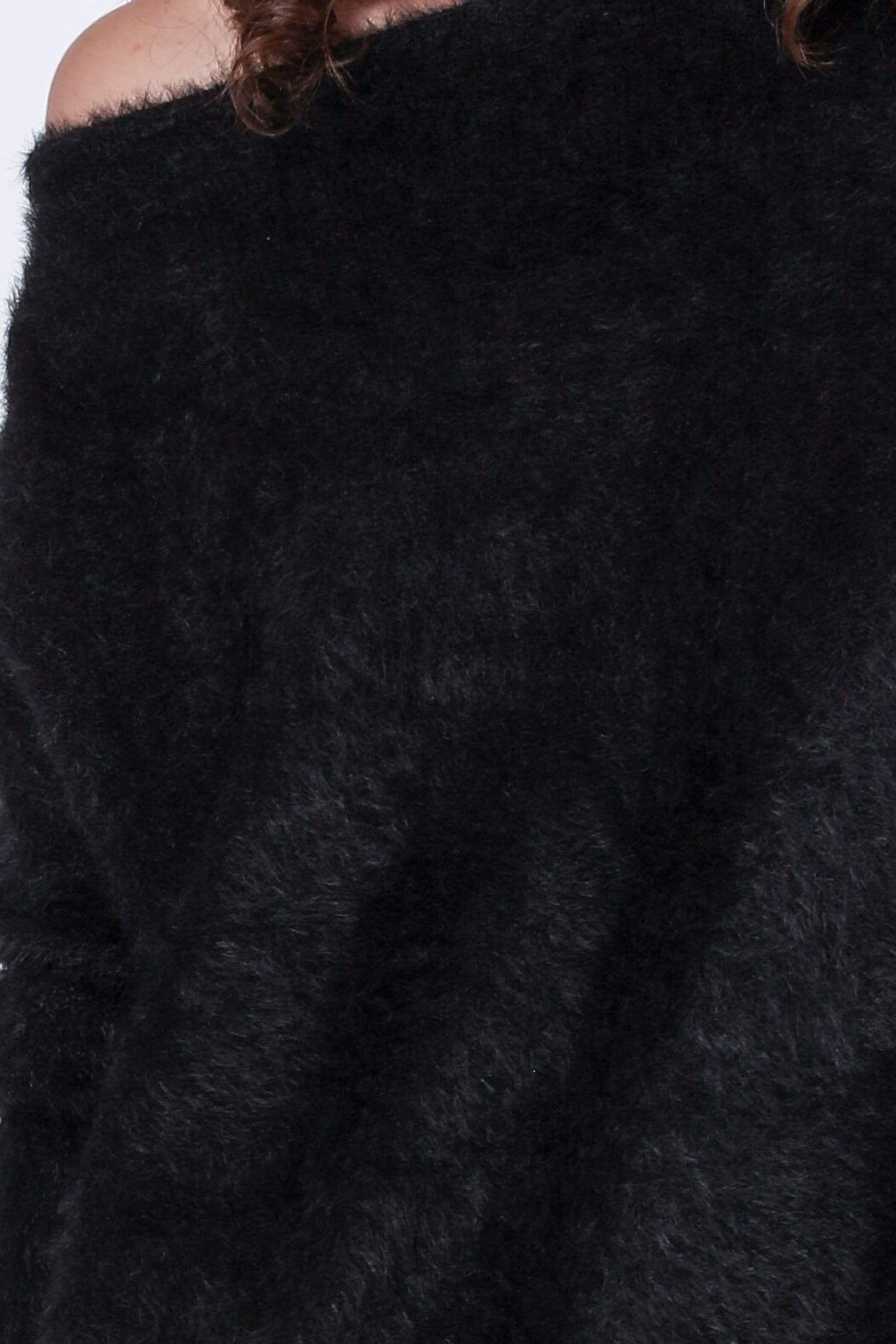 Buy Religion Black Off The Shoulder Super Soft Fluffy Jumper from Next Luxembourg