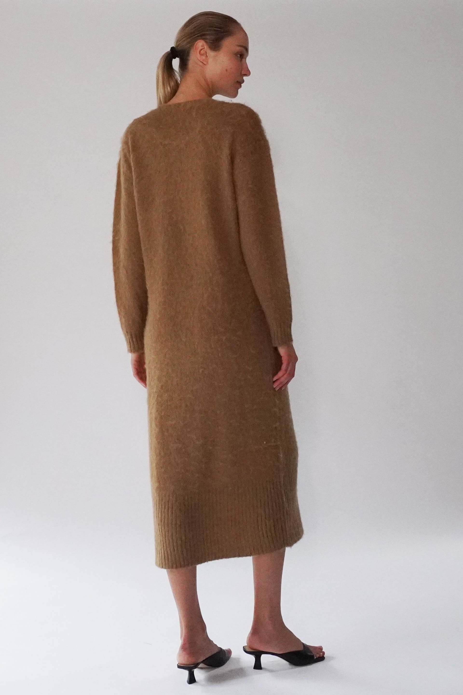 Religion Brown Cosy Heritage Knitted Midi Dress In Soft Fluffy Yarn - Image 4 of 8