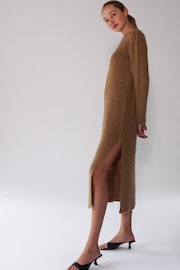 Religion Brown Cosy Heritage Knitted Midi Dress In Soft Fluffy Yarn - Image 8 of 8