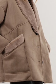 Religion Natural Short Faux Fur Shearling Coat with Shawl Collar - Image 6 of 6