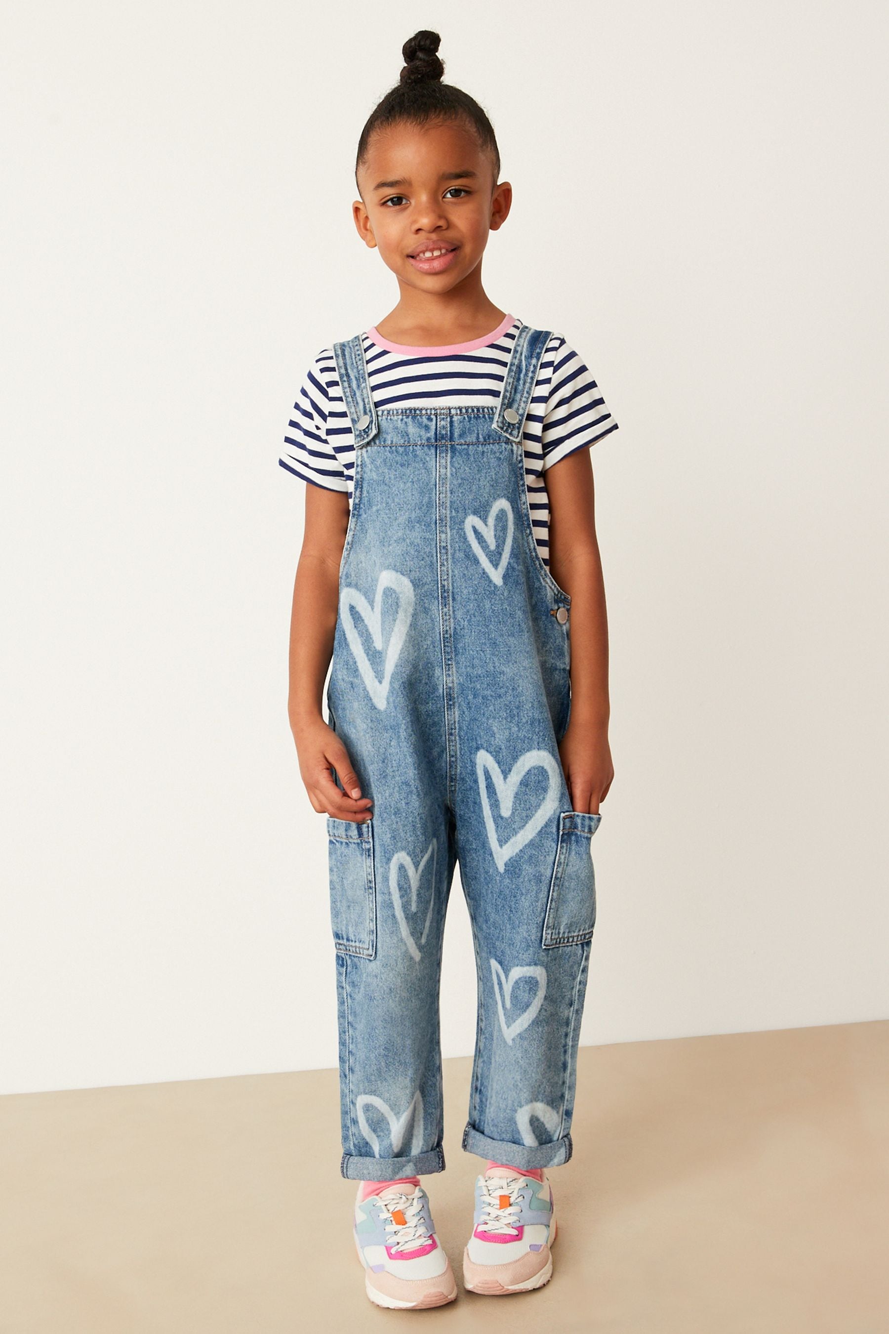 Buy Denim Heart Print Mom Dungarees 3 16yrs from Next Luxembourg