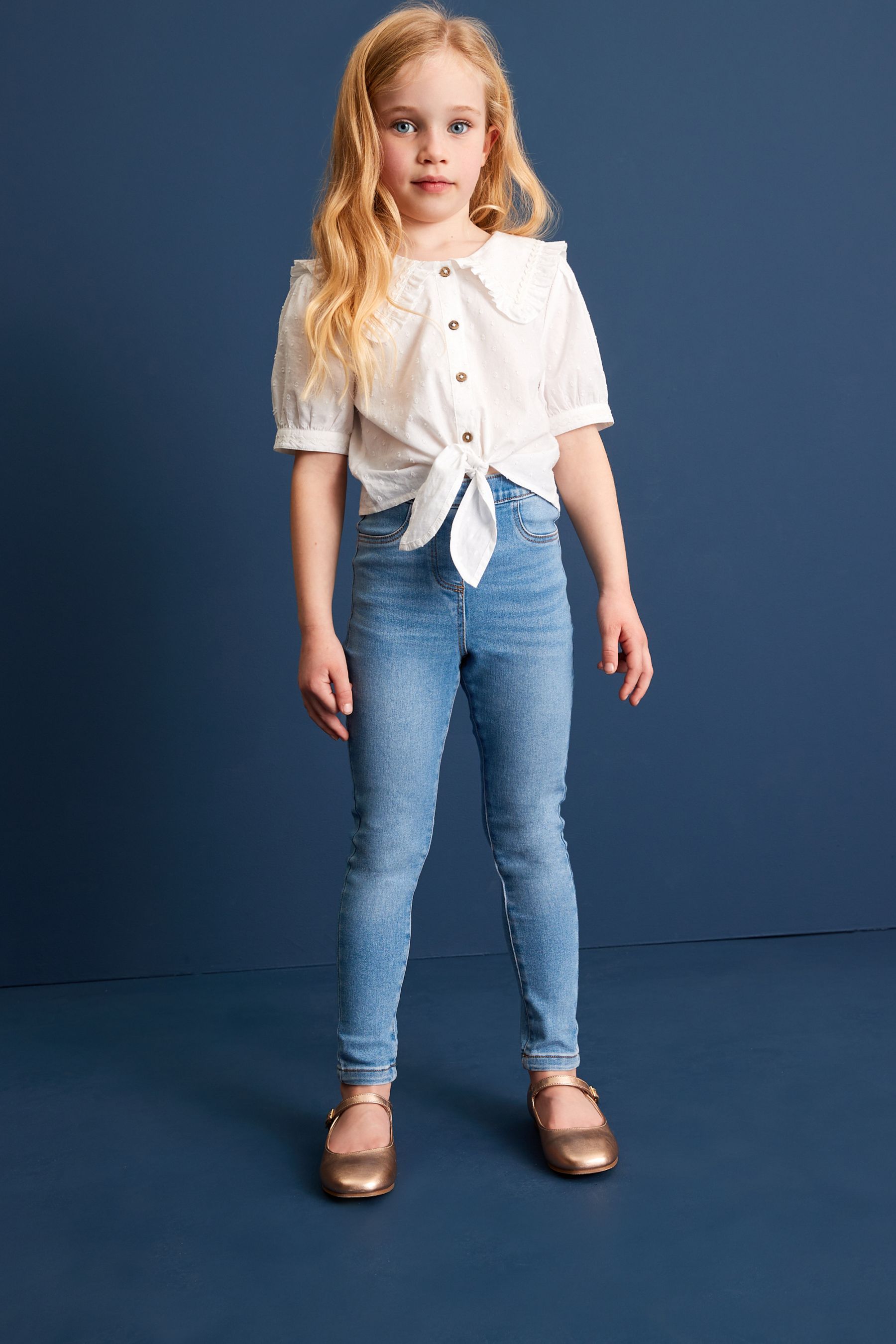 Blue jeggings for girls clearance
