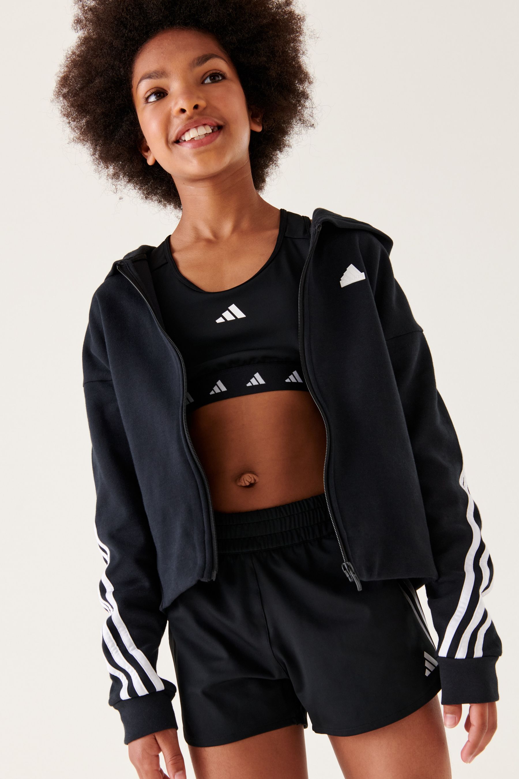Buy adidas Black Future Icons 3 Stripes Full Zip Hoodie from Next Luxembourg