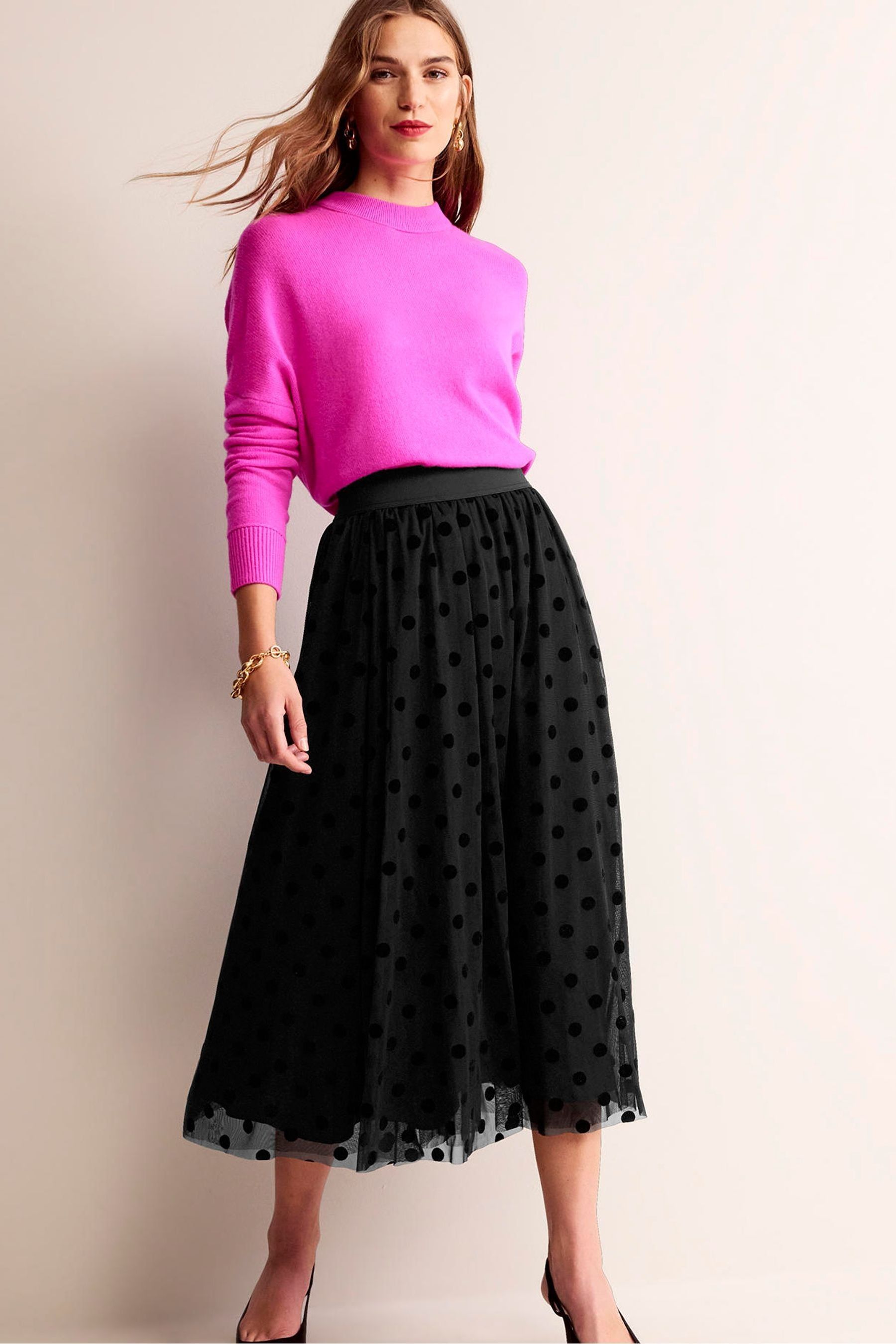 Tulle full midi skirt black sale