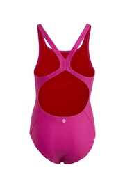 adidas Pink Junior Solid Small Logo Swimsuit - Image 2 of 5