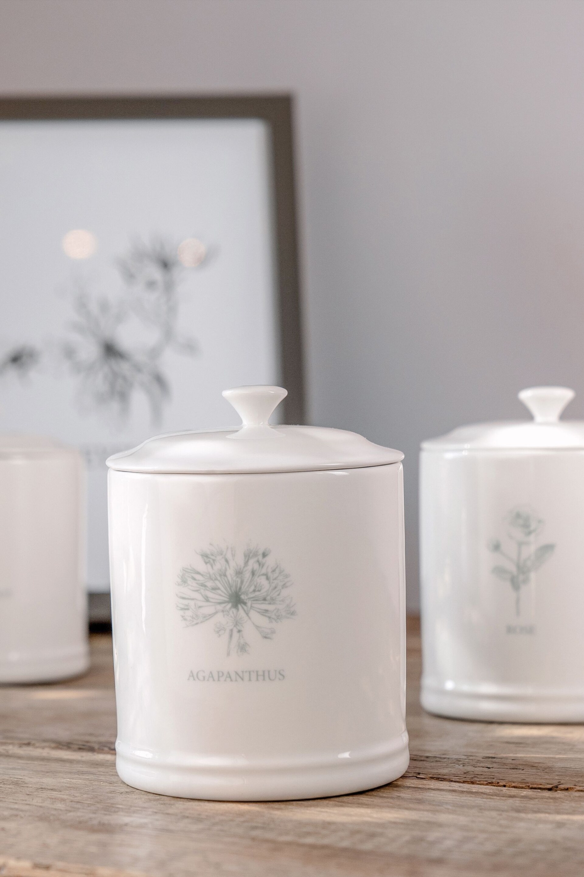 Mary Berry Set of 3 White Garden Flowers Canisters - Image 1 of 3
