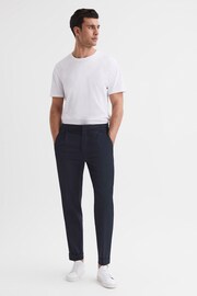Reiss Navy Brighton Relaxed Drawstring Trousers with Turn-Ups - Image 3 of 5