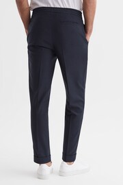 Reiss Navy Brighton Relaxed Drawstring Trousers with Turn-Ups - Image 5 of 5