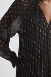 Florere Sheer Metallic Long Sleeve Midi Dress - Image 4 of 6