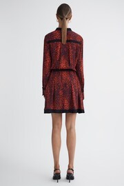 Reiss Red Kinsey Animal Print Belted Mini Dress - Image 5 of 5