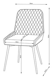 Set of 2 Soft Velvet Teal Blue Black Leg Hamilton Non Arm Dining Chairs - Image 9 of 9
