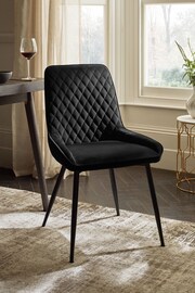 Set of 2 Soft Velvet Black Black Leg Hamilton Non Arm Dining Chairs - Image 1 of 8