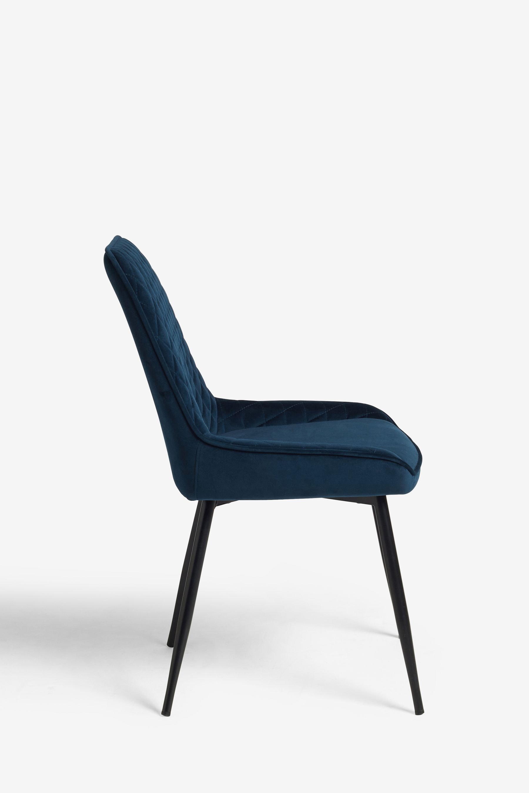 Buy Set of 2 Soft Velvet Navy Blue Hamilton Black Leg Quilted Dining Chairs from the Next UK online shop