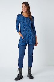 Roman Blue Spot Print Stretch Swing Top - Image 2 of 5