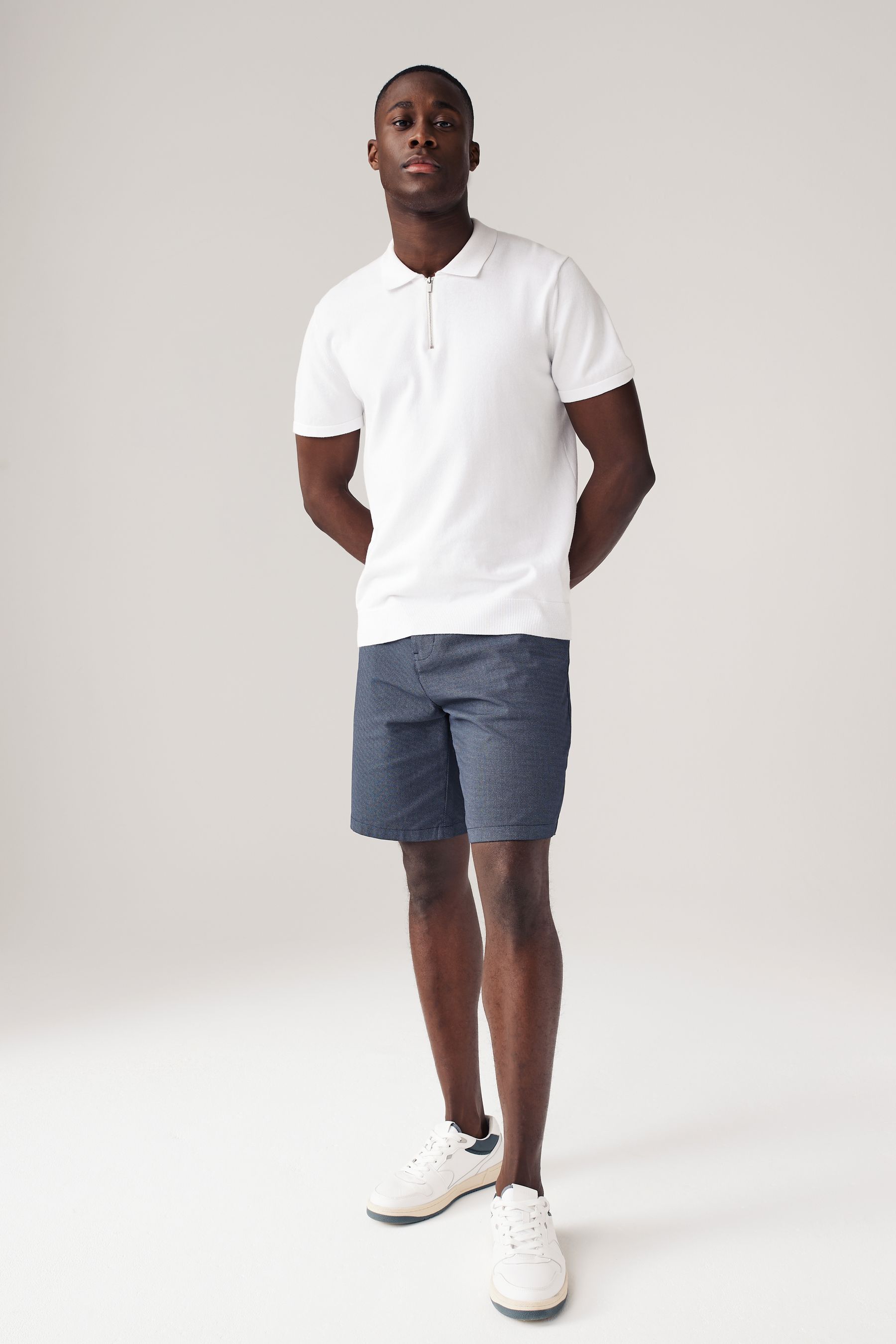 Buy Navy Texture Belted 100 Cotton Chino Shorts from Next Gibraltar