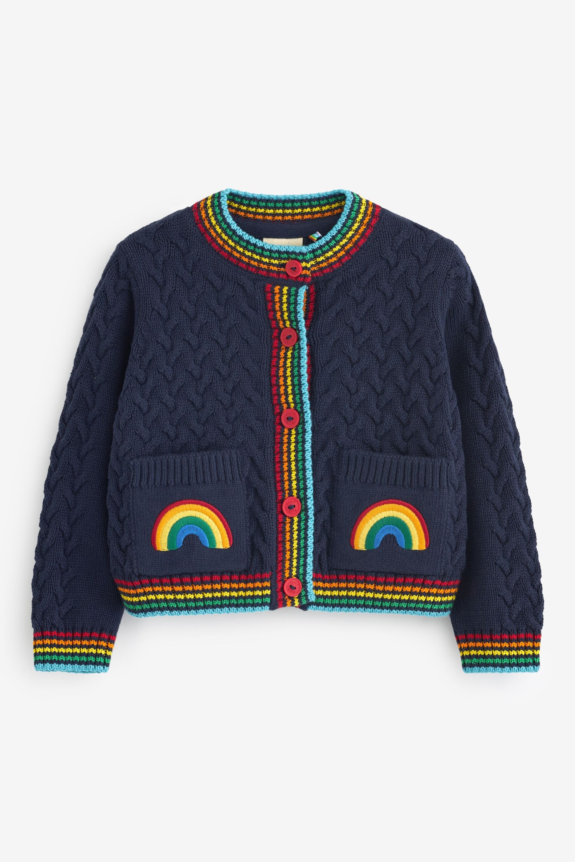 Little Bird by Jools Oliver Navy Embroidered Cable Cardigan - Image 5 of 7