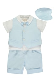 Emile Et Rose Blue Three-Piece Linen Shorts And Hat Set - Image 2 of 3