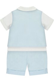 Emile Et Rose Blue Three-Piece Linen Shorts And Hat Set - Image 3 of 3