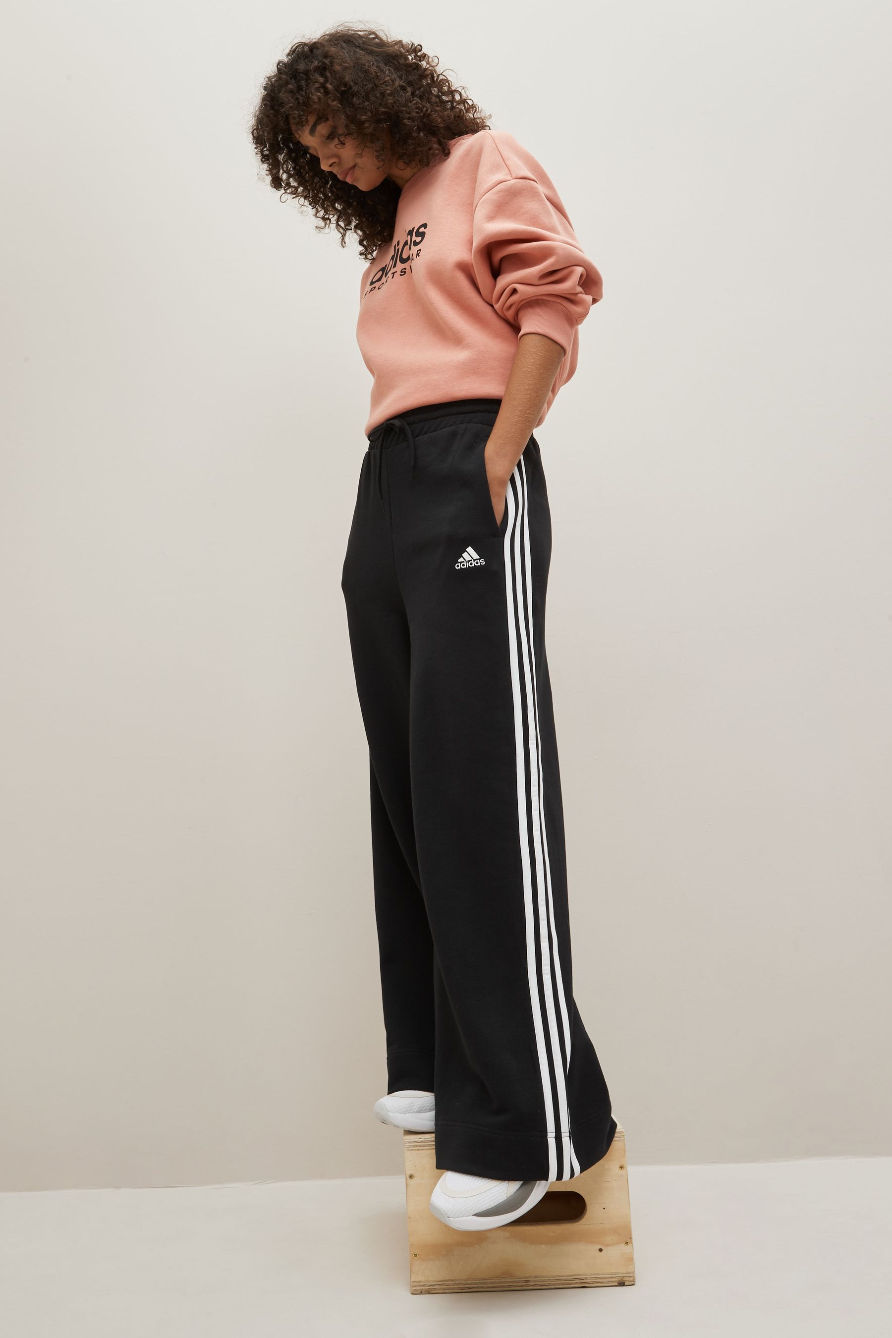 Buy adidas Black Essentials 3 stripes French Terry Wide Joggers from Next Netherlands
