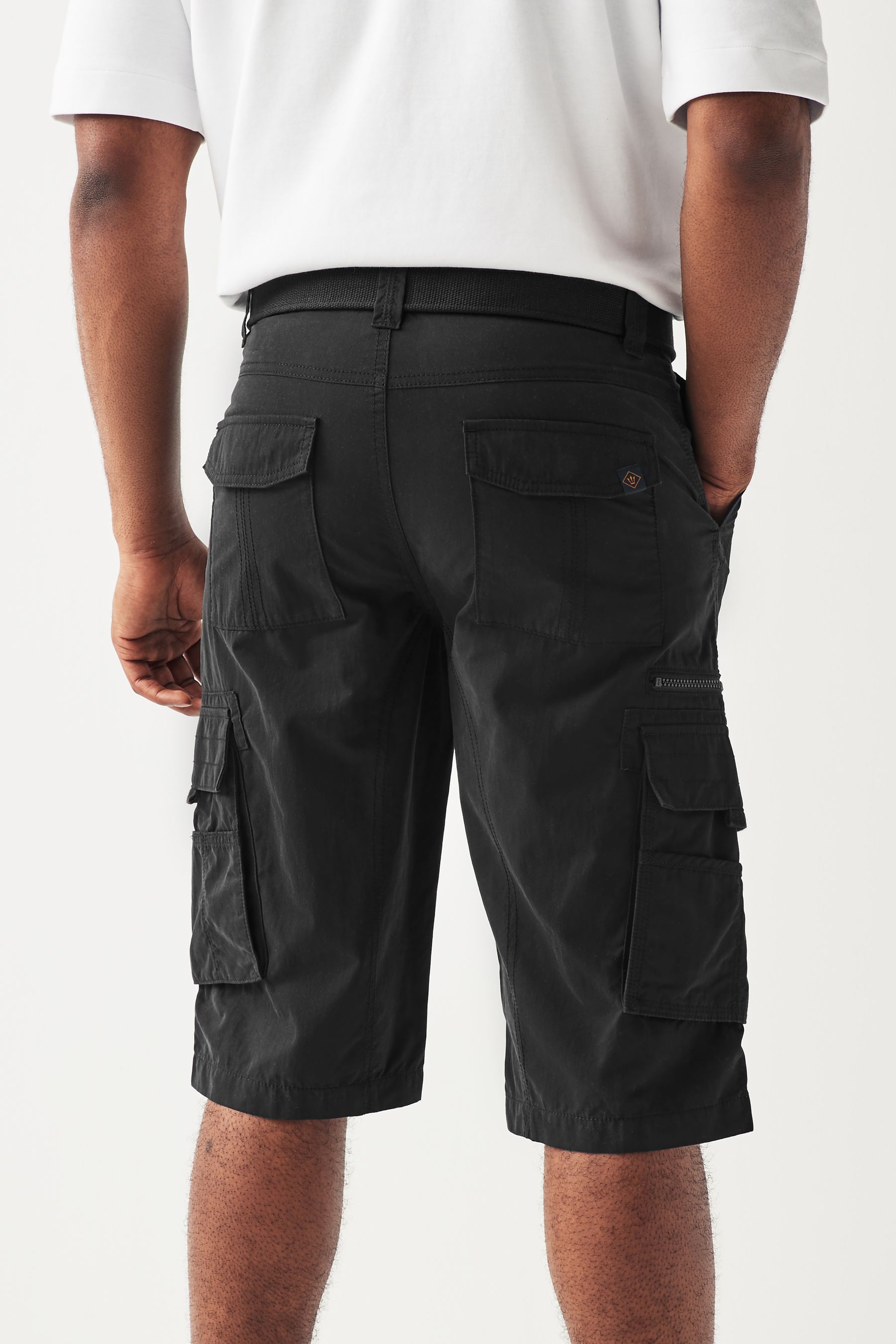 Buy Black Long Length Belted Cargo Shorts from the Next UK online shop