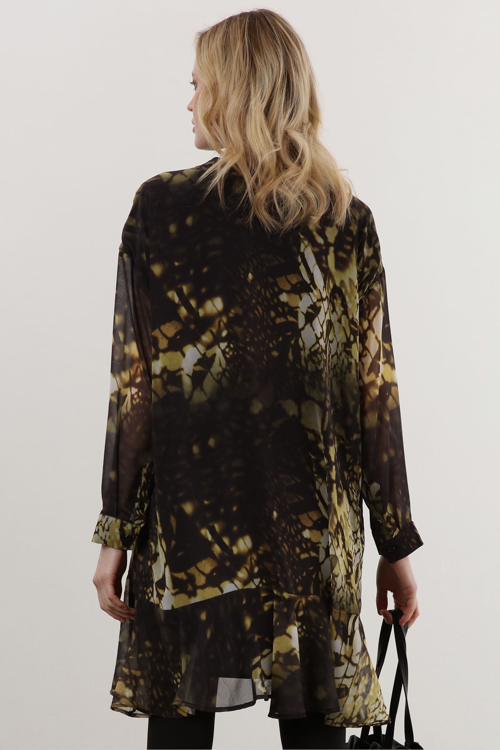 Religion Green Oversized Shirt Dress with Frill Hem and Pockets - Image 2 of 6