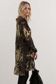 Religion Green Oversized Shirt Dress with Frill Hem and Pockets - Image 3 of 6