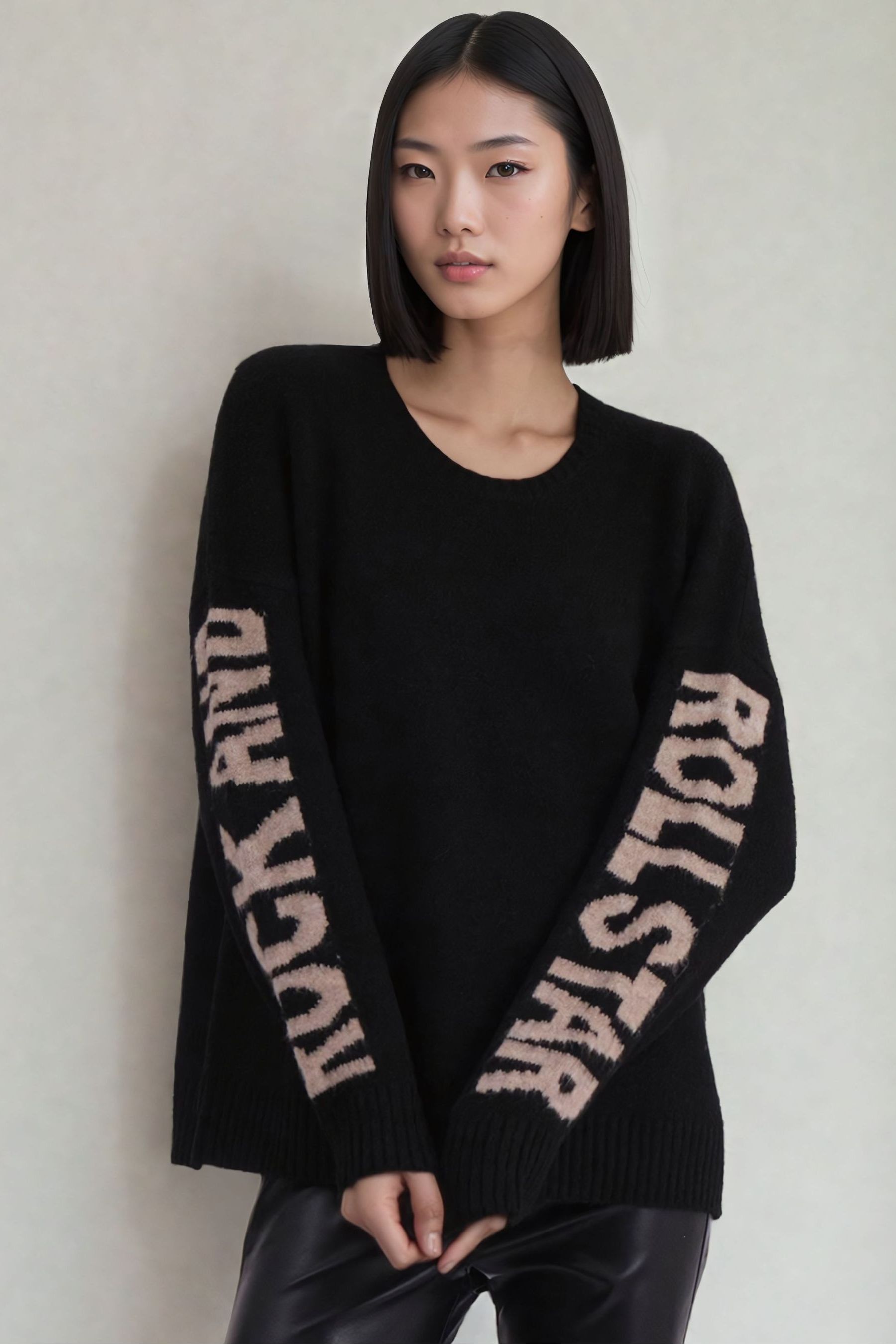 Buy Religion Black Oversized Rock N Roll Jumper In Soft Yarn from Next Luxembourg