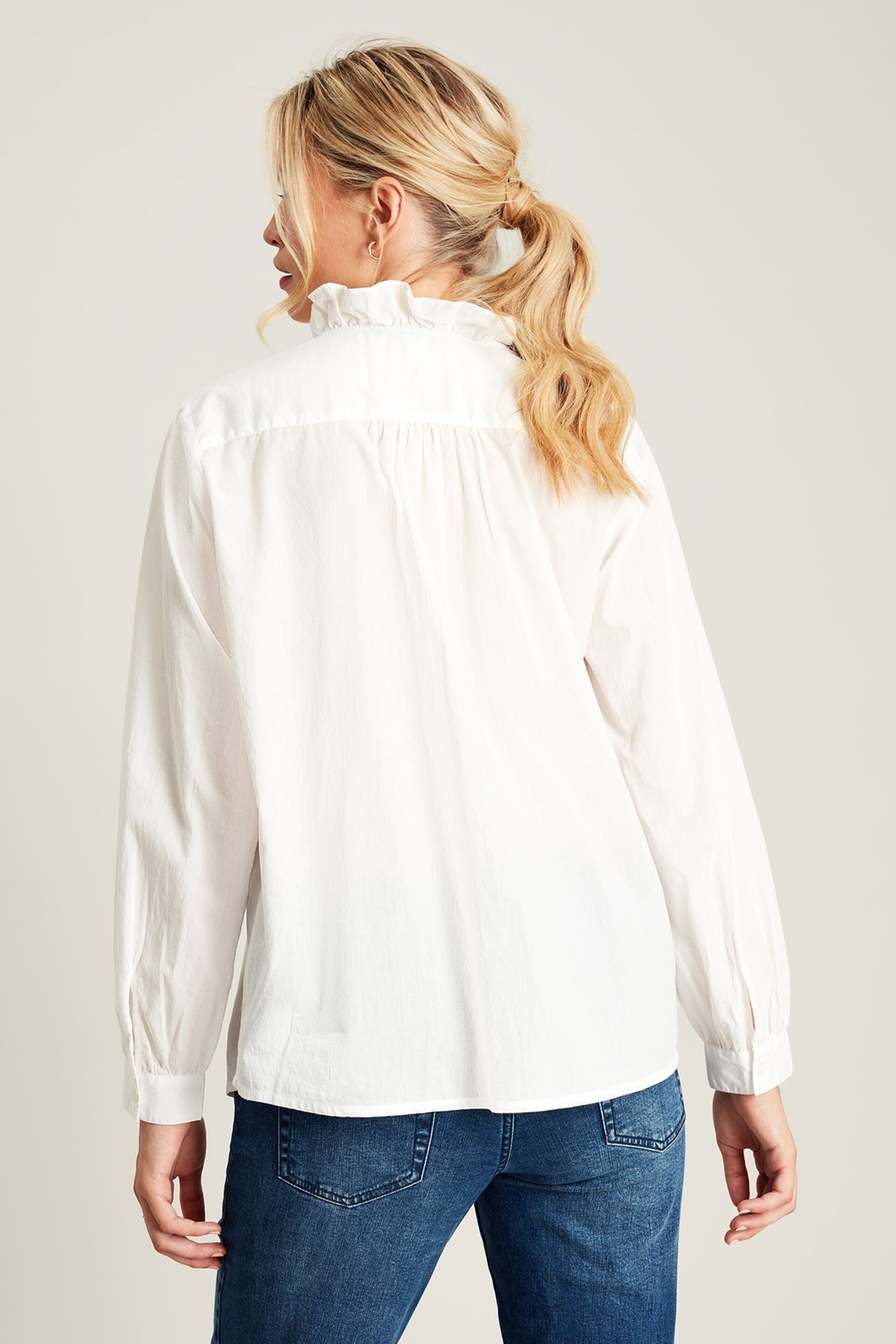 Joules Melanie White Frill Blouse - Image 3 of 5