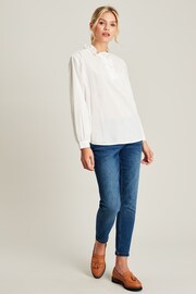 Joules Melanie White Frill Blouse - Image 4 of 5