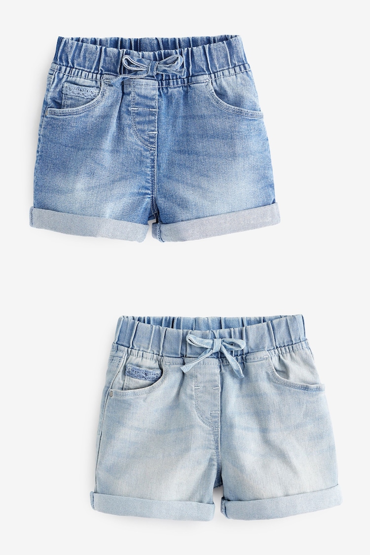 Denim Dark Wash 2 Pack Elasticated Waist Shorts (3mths-10yrs) - Image 1 of 2