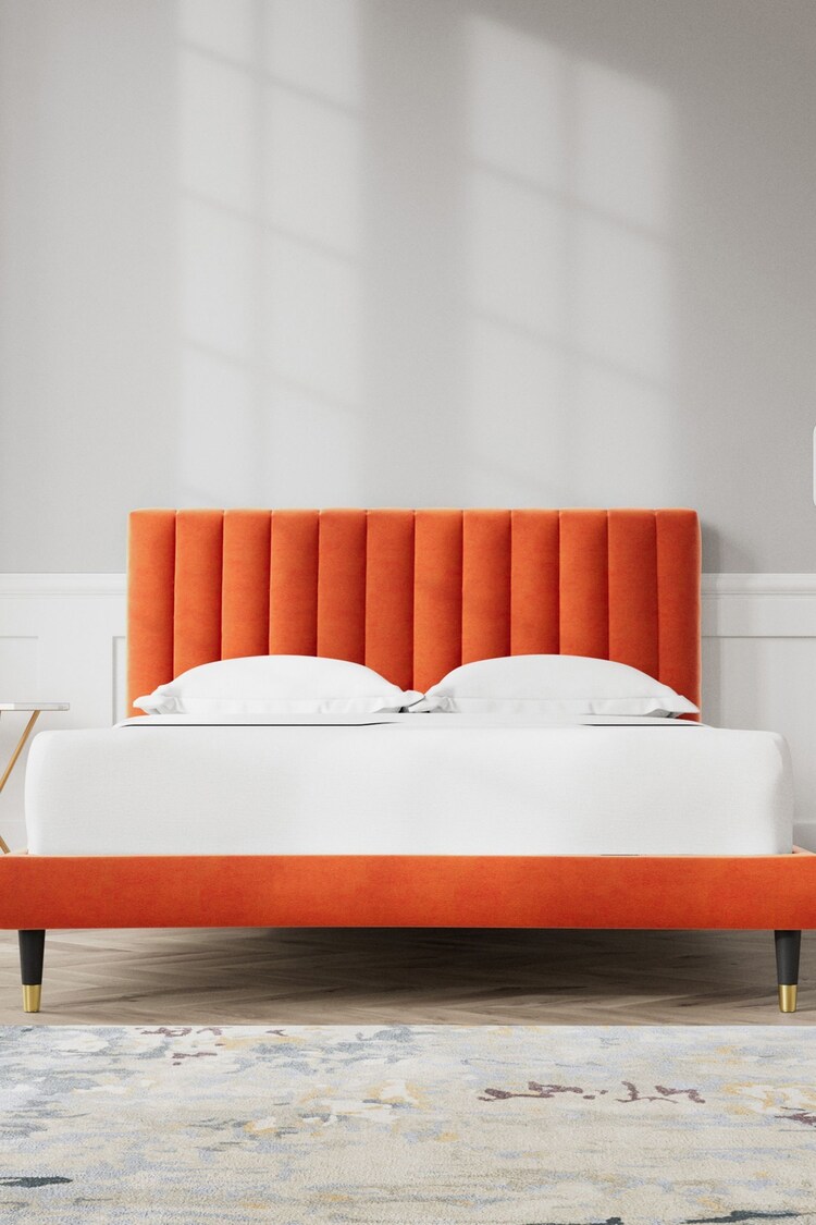 Swoon Easy Velvet Burnt Orange Porlock Bed - Image 2 of 8