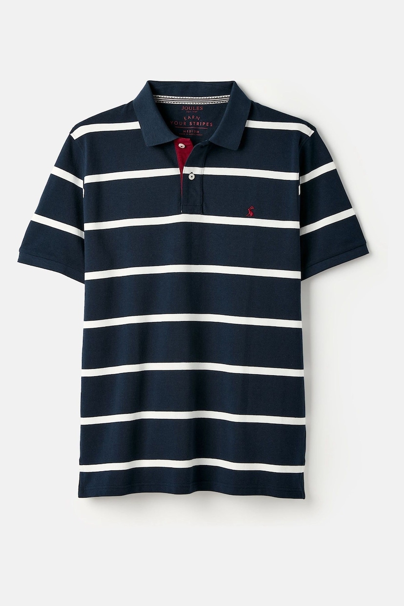 Joules Filbert Navy/White Regular Fit Striped Polo Shirt - Image 6 of 6
