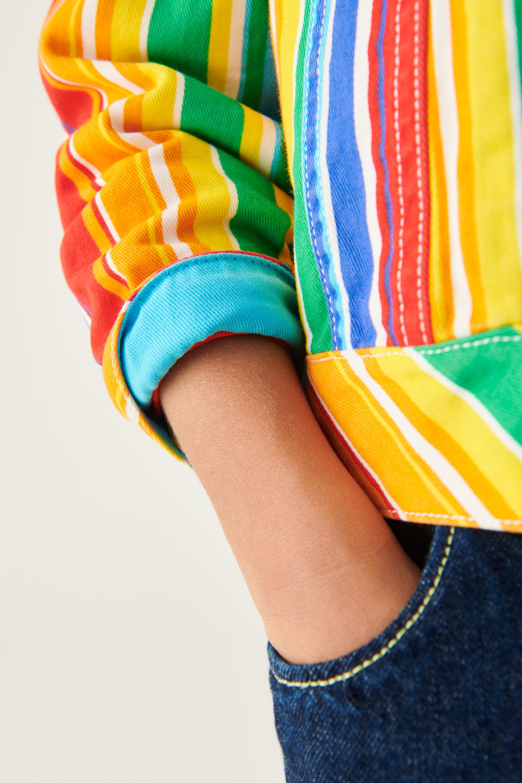 Buy Little Bird by Jools Oliver Multi Rainbow Stripe Denim Jacket from Next Luxembourg