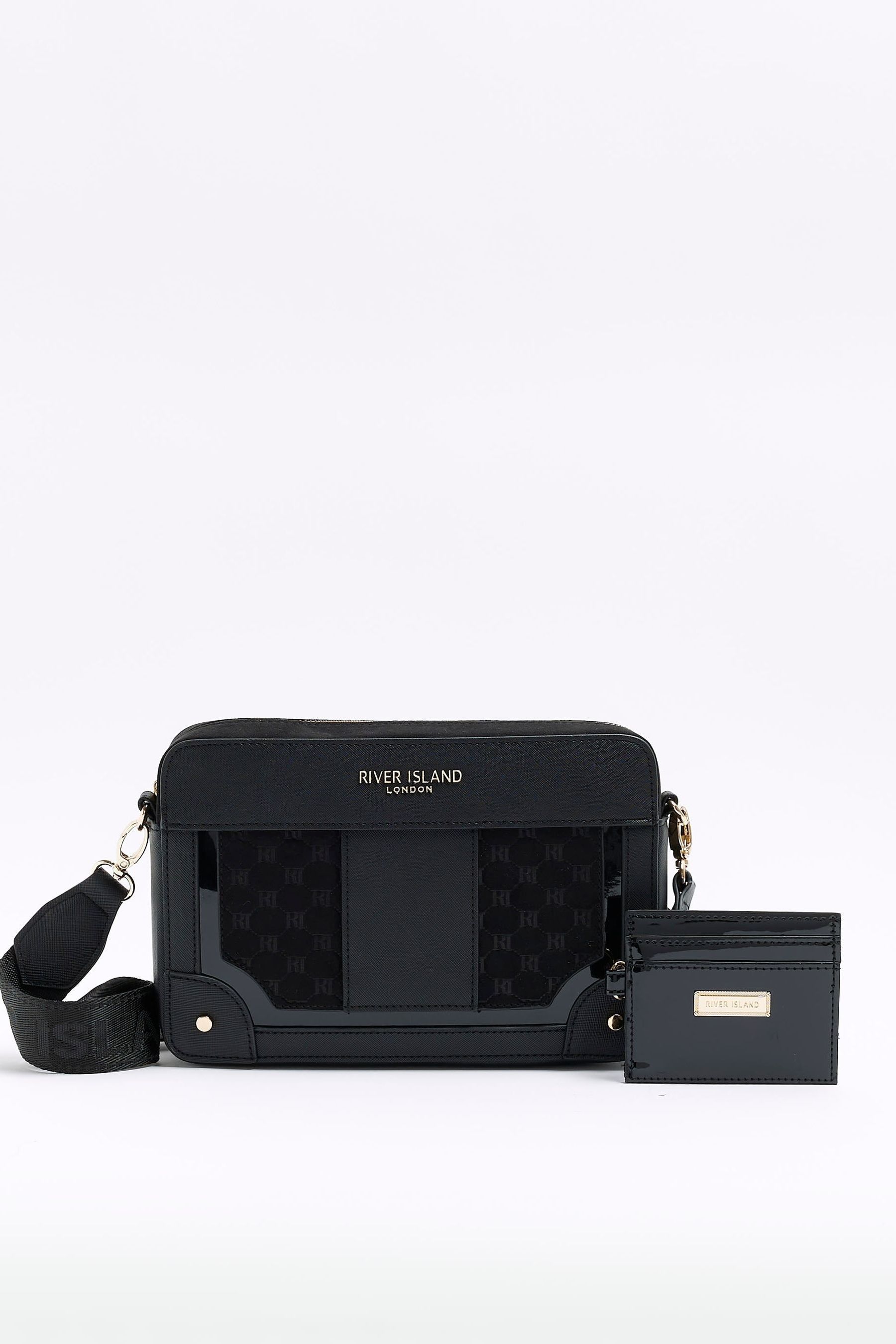 Buy River Island Black Monogram Boxy Cross Body Bag from Next Netherlands