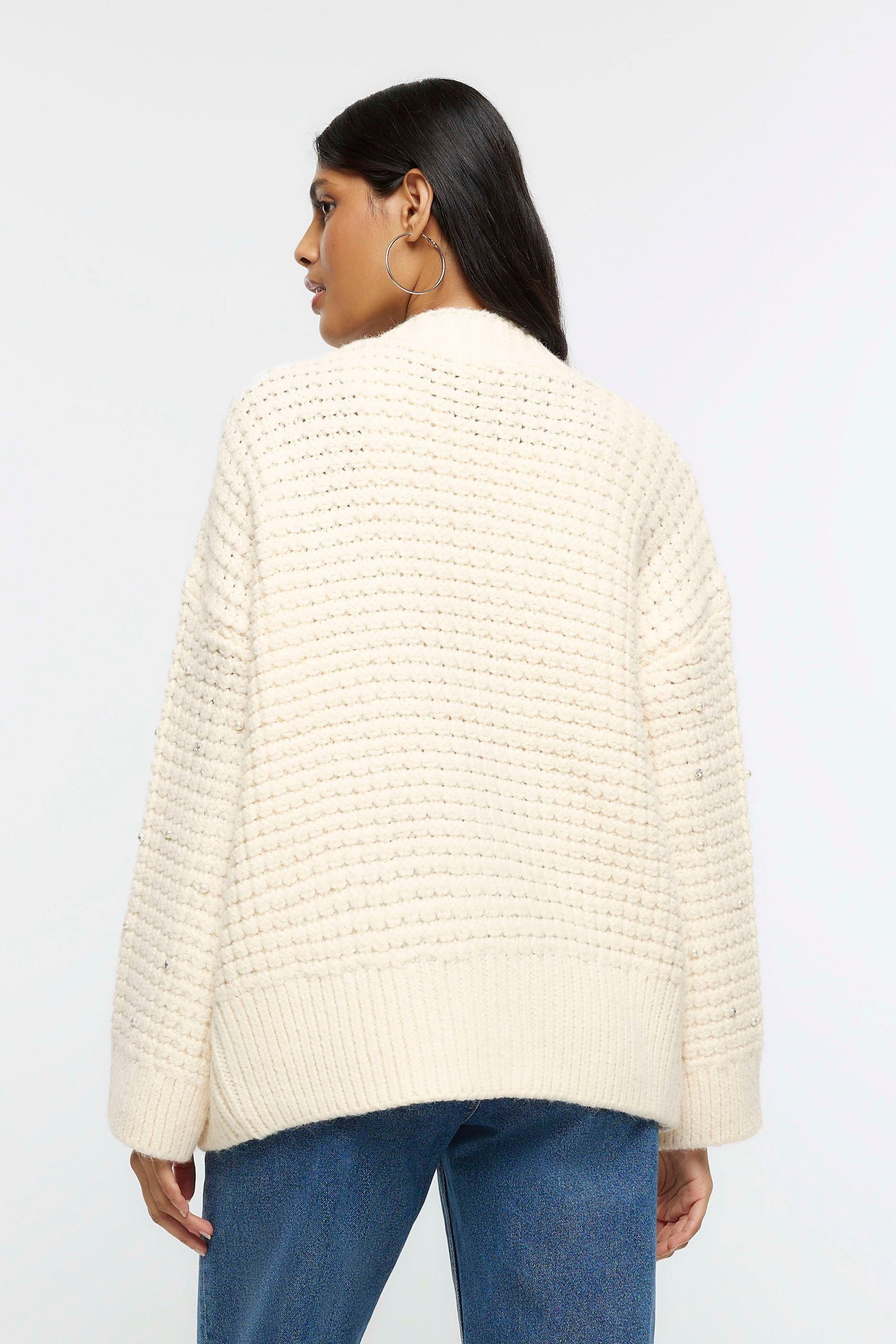 River island cream bobble cardigan store