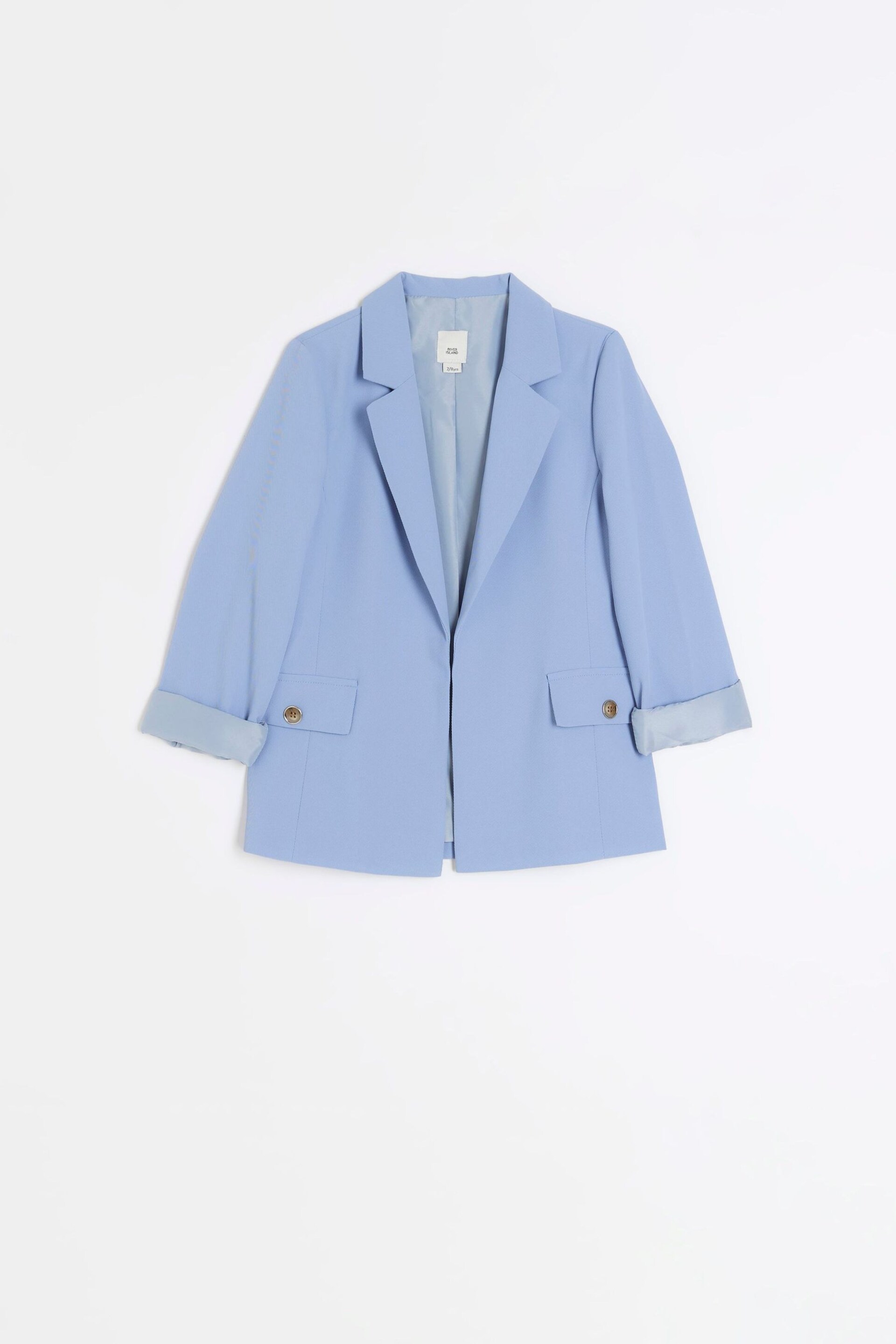 River Island Light Blue Girls Rolled Sleeve Blazer - Image 1 of 3