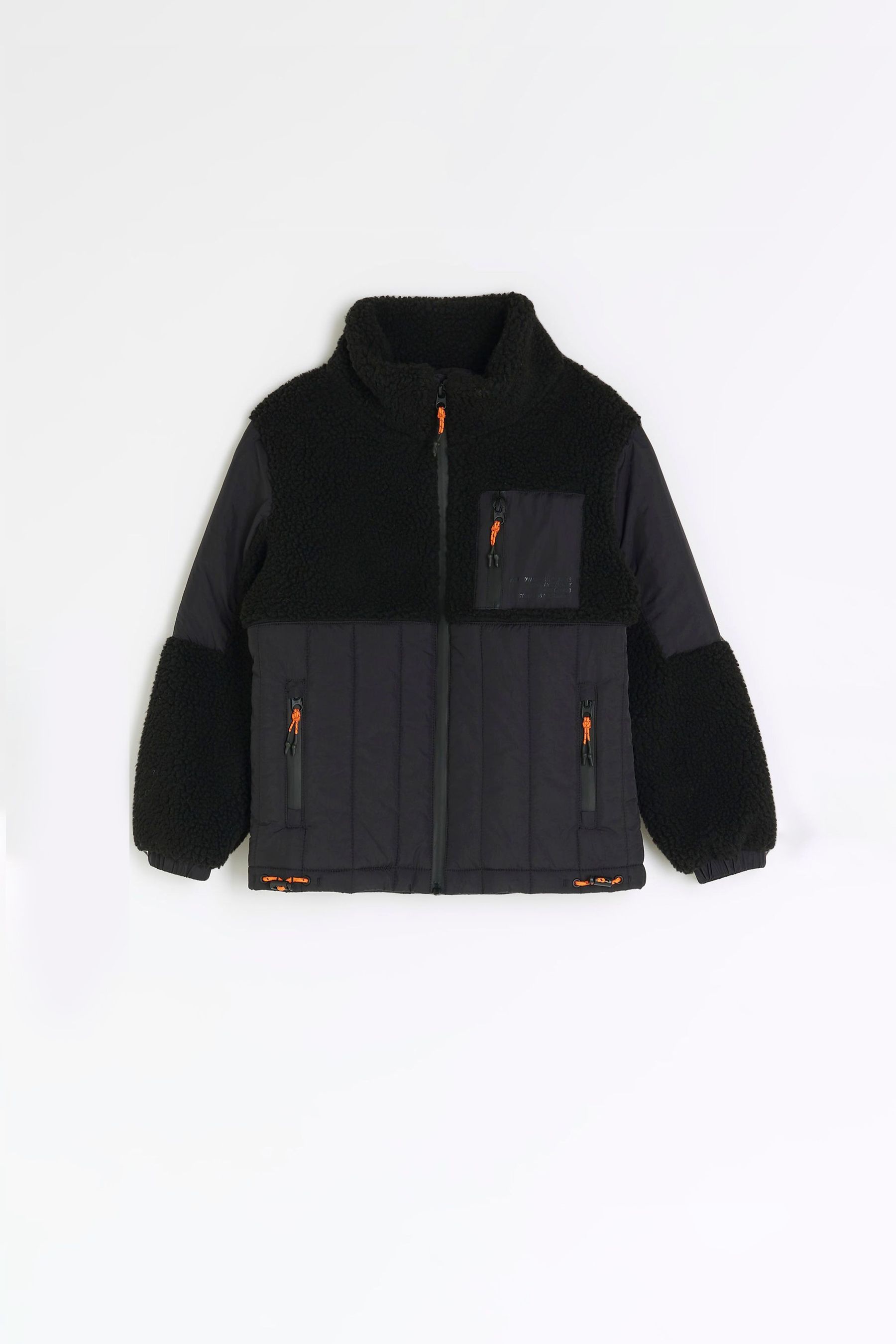 River island fleece lined jacket in black discount