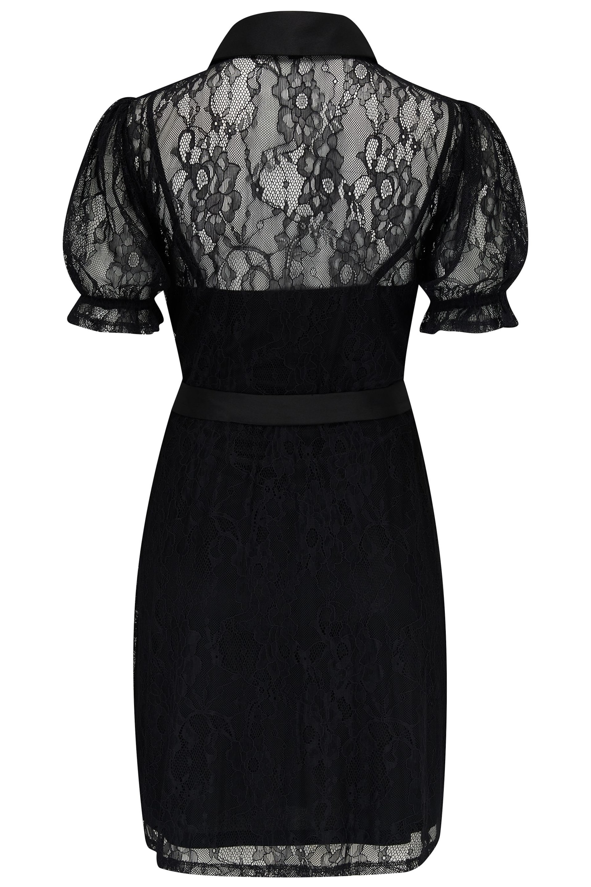 Pour Moi Black Clara Lace Shirt Mini Dress - Image 5 of 5