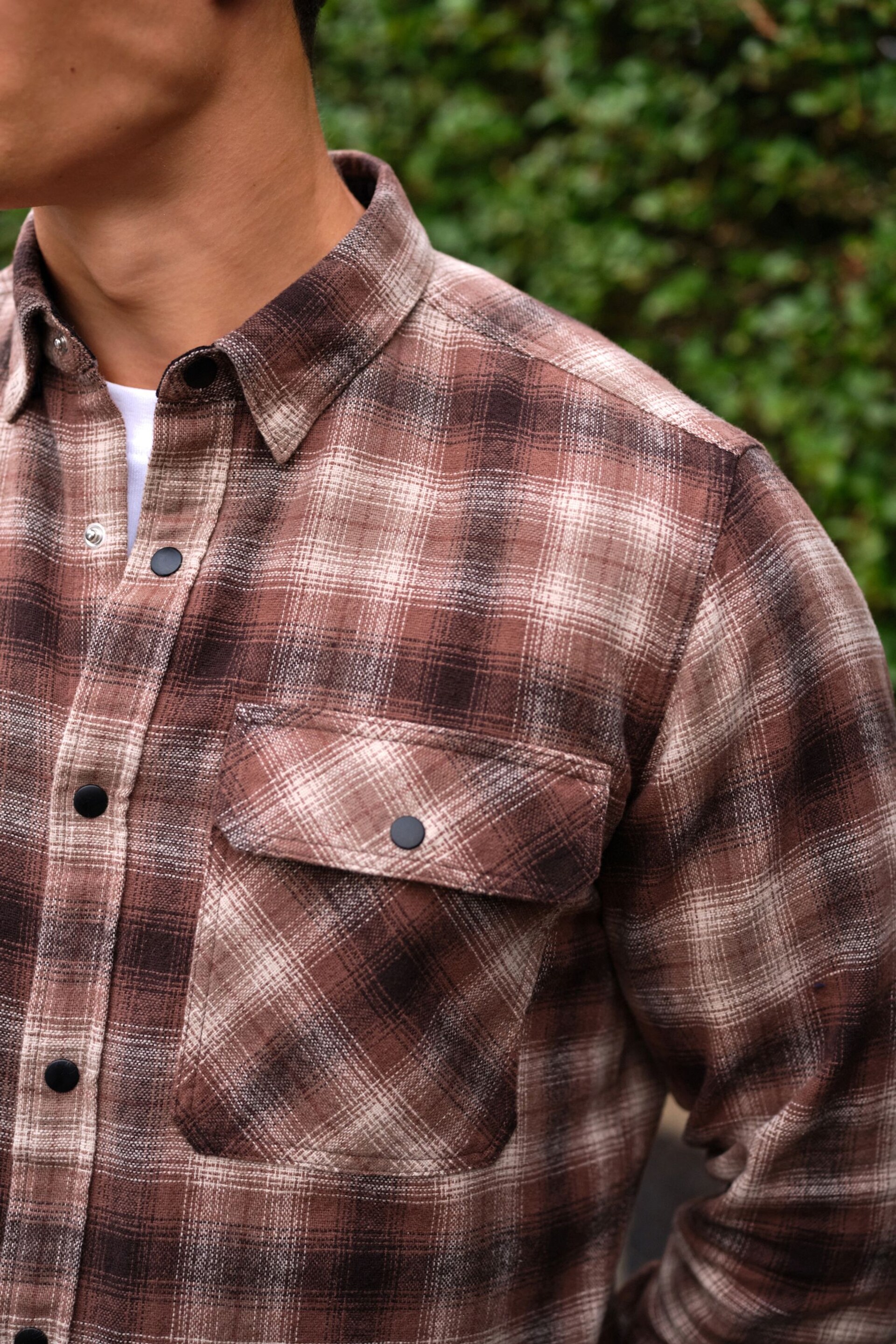 Natural Twin Pocket Check Long Sleeve Shirt - Image 4 of 8