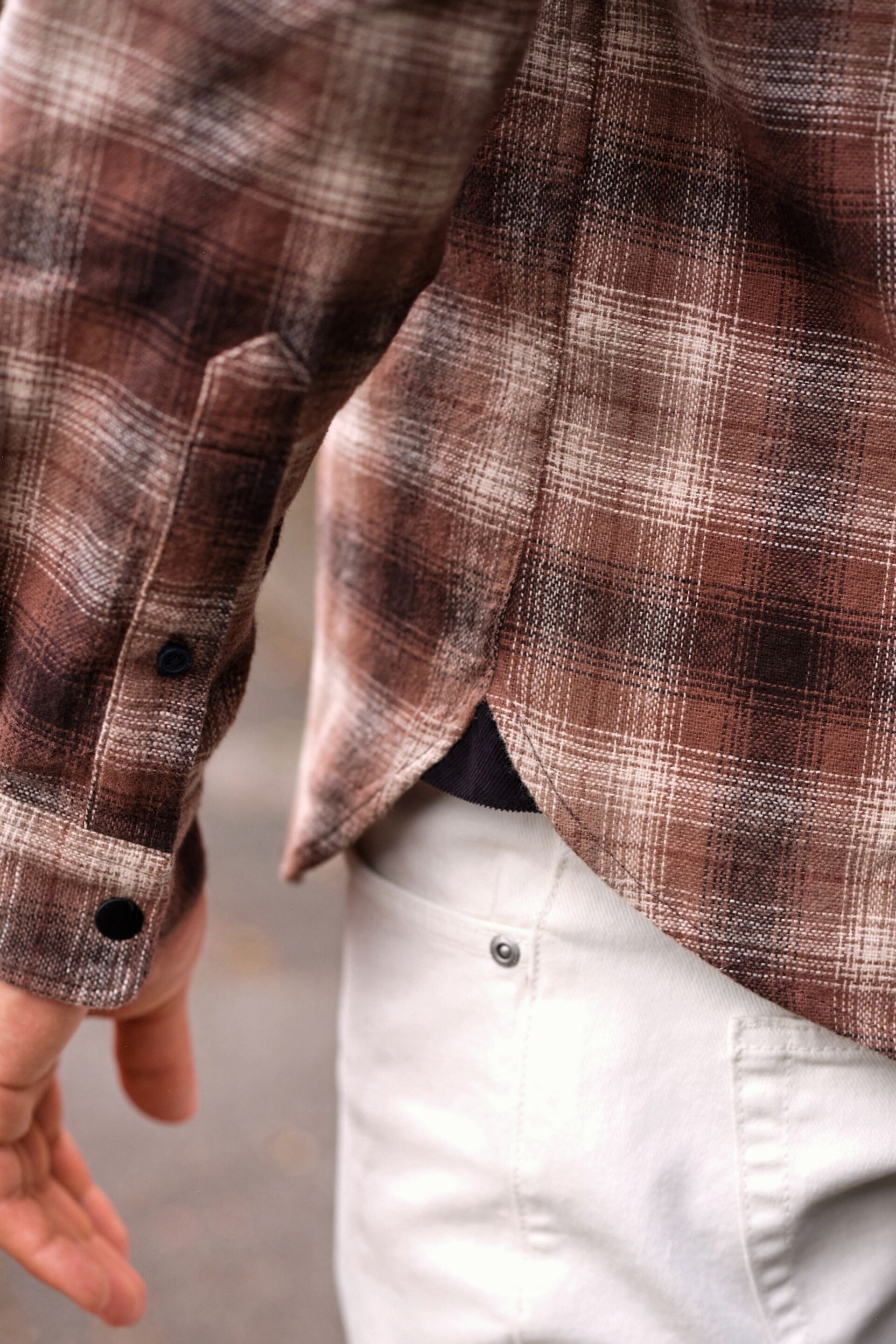 Natural Twin Pocket Check Long Sleeve Shirt - Image 5 of 8