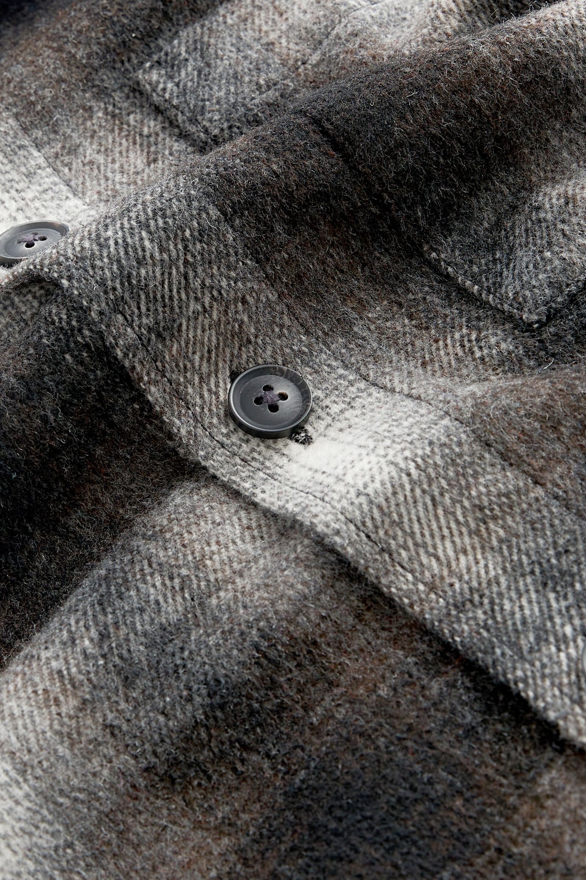 Brown/White Check Shacket With Wool - Image 11 of 11